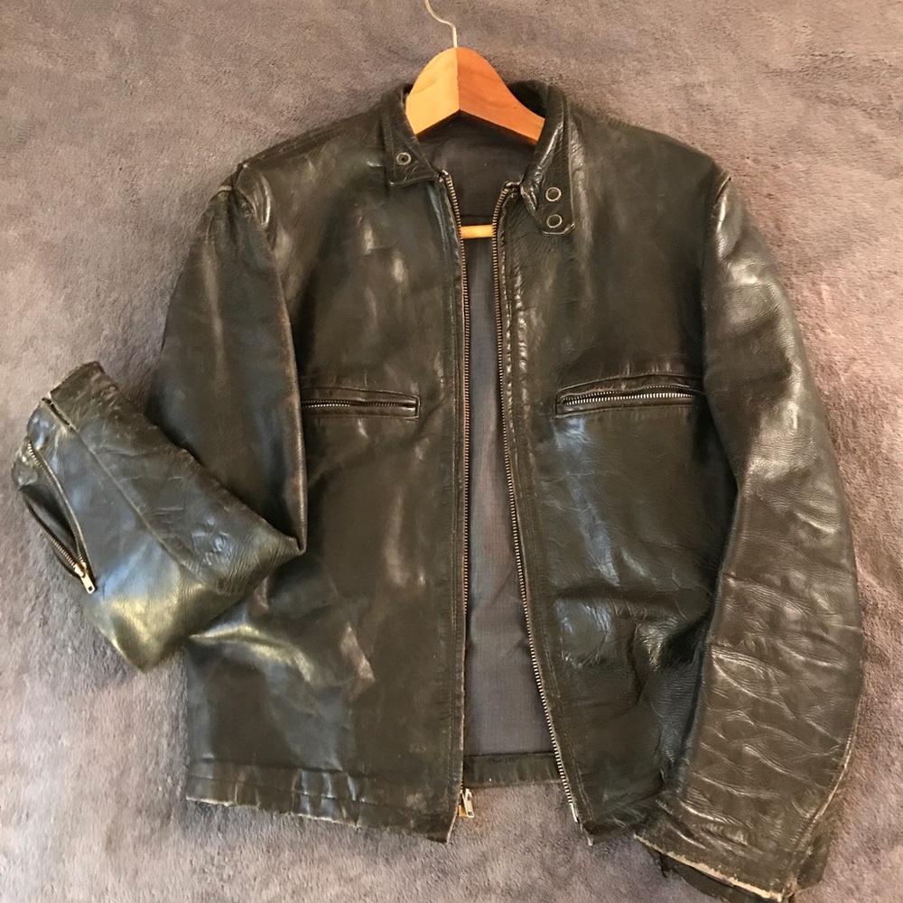 Leather Motorcycle jacket - Antique Vintage 1950's